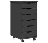 vidaXL Cajonera con ruedas MOSS madera maciza de pino gris