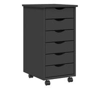 vidaXL Cajonera con ruedas MOSS madera maciza de pino gris, armario con ruedas, cajonera, mueble con cajones, cajonera con ruedas, armario archivador