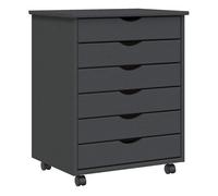 vidaXL Cajonera con Ruedas Moss Madera Maciza de Pino Gris, Armario con Ruedas, cajonera, Mueble con cajones, cajonera con Ruedas, Armario archivador