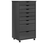 vidaXL Cajonera con ruedas Moss – Madera maciza de pino, Gris