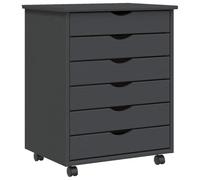 vidaXL Cajonera con ruedas MOSS madera maciza de pino gris