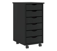 vidaXL Cajonera con ruedas MOSS madera maciza de pino negro