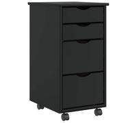 vidaXL Cajonera con Ruedas Moss Madera Maciza de Pino Negro