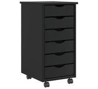 vidaXL Cajonera con Ruedas Moss Madera Maciza de Pino Negro