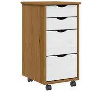 vidaXL Cajonera con Ruedas Moss Madera Maciza Pino marrón Miel