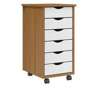 vidaXL Cajonera con ruedas MOSS madera maciza pino marrón miel
