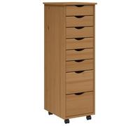 vidaXL Cajonera con Ruedas Moss Madera Maciza Pino marrón Miel