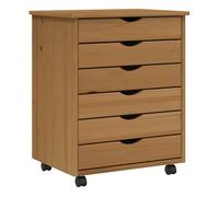 vidaXL Cajonera con Ruedas Moss Madera Maciza Pino marrón Miel, Armario con Ruedas, cajonera, Mueble con cajones, cajonera con Ruedas
