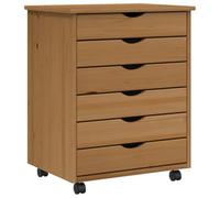 vidaXL Cajonera con ruedas MOSS madera maciza pino marrón miel