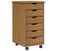 vidaXL Cajonera con Ruedas Moss Madera Maciza Pino marrón Miel