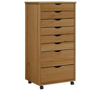 vidaXL Cajonera con Ruedas Moss Madera Maciza Pino marrón Miel, Armario con Ruedas, cajonera, Mueble con cajones, cajonera con Ruedas