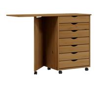 vidaXL Cajonera con Ruedas y Escritorio Moss Madera Pino marrón Miel