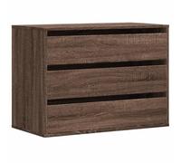 vidaXL Cajonera de Esquina Madera ingeniería marrón Roble 80x41x58 cm, cajonera, Armario de almacenaje, aparador, Mueble de almacenaje