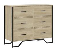 vidaXL Cajonera de Madera de ingeniería Roble Sonoma 91x35,5x74,5 cm, cajonera, Armario de almacenaje, aparador, Mueble de almacenaje