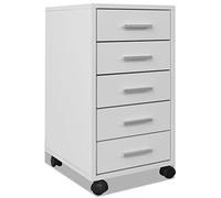 vidaXL Cajonera de oficina Armario archivero 5 cajones blanca con ruedas