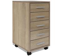 vidaXL Cajonera de Oficina Roble 5 Cajones con Ruedas Mueble Organizador