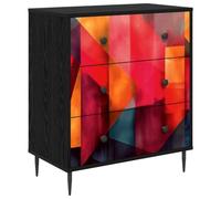 vidaXL Cajonera HEESCH Estampado en Bloque de Colores Roble Negro