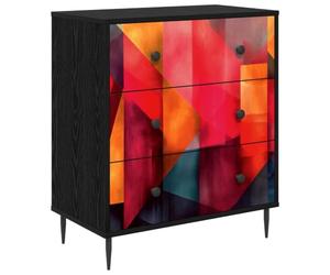 vidaXL Cajonera HEESCH Estampado en Bloque de Colores Roble Negro