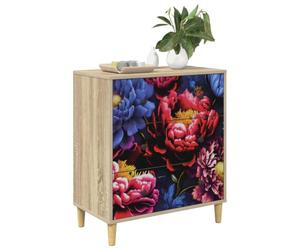 vidaXL Cajonera KIEL Impresión de peonía Oscura 66 x 36,5 x 75 cm