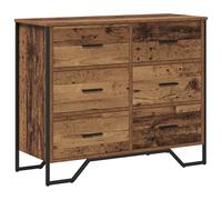 vidaXL Cajonera Madera Antigua 91X35.5X74.5 cm Elaborada con 6 Y Dispositivo De Montaje En Pared Unidad De Almacenamiento Industrial Cajonera Recuperada Madera Metal Muebles Dormitorio Sala De Estar