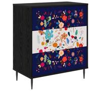 vidaXL Cajonera Mainz Estampado Floral 66 x 36,5 x 76 cm Roble Negro