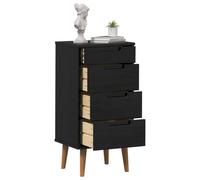 vidaXL Cajonera Molde Negro 40 x 35 x 82 cm Madera de Pino Maciza