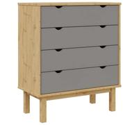 vidaXL Cómoda Cajonera Almacenamiento Organizador Mueble Dormitorio Cocina Salón Entrada Aparador Armario Decoración Madera Maciza Pino Marrón y Gris