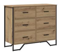 vidaXL Cajonera Roble Artesanal 91X35.5X74.5 cm Madera Ingenierizada con Amplio Almacenamiento Y Diseño Moderno para Dormitorio O Sala De Estar Muebles De Madera Soluciones para El Hogar Textura SUA