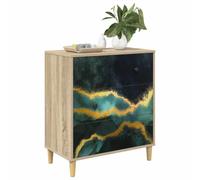 vidaXL Cajonera WIJHE Impresión de mármol teal 66 x 36,5 x 75 cm, Cómoda moderna, diseño rectangular para guardar cosas en dormitorio y sala, madera ingenierizada, básico práctico