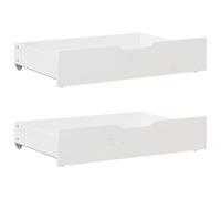 vidaXL Cajones Debajo Cama con Ruedas 2 uds Madera Maciza Pino Blanco, cajón bajo Cama, Almacenamiento bajo Cama, cajón de almacenaje bajo Cama