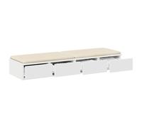 vidaXL Mesita de noche blanca moderna 4 cajones para dormitorio decoración nocturna compacta MDF diseño rectangular acabado liso mate | uso interior montaje fácil pequeño