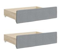 vidaXL Cajones de Cama 2 uds, Muebles con Ruedas, Cajones de Almacenaje, Accesorios para Dormitorio, Madera de Ingeniería y Tela Gris Claro