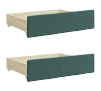 vidaXL Cajones de Cama 2 uds, Muebles con Ruedas, Cajones de Almacenaje, Accesorios para Dormitorio, Madera de Ingeniería Terciopelo Verde Oscuro