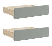 vidaXL Cajones de Cama 2 uds, Muebles con Ruedas, Cajones de Almacenaje, Accesorios para Dormitorio, Madera de Ingeniería y Terciopelo Gris Claro
