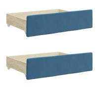 vidaXL Cajones de Cama 2 uds, Muebles con Ruedas, Cajones de Almacenaje, Accesorios para Dormitorio, Madera de Ingeniería y Terciopelo Azul