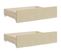 vidaXL Cajones de Cama 2 uds, Muebles con Ruedas, Cajones de Almacenaje, Accesorios para Dormitorio, Madera de Ingeniería y Tela Color Crema