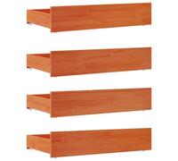vidaXL Cajones de Cama 4 uds Madera Maciza de Pino marrón Cera, cajón de Almacenamiento, cajón de Cama de Madera Maciza, gaveta de Cama