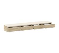 vidaXL Mesa de noche 4 cajones Roble Sonoma, madera compacta rectangular, 180 x 36,5 x 16,5 cm