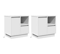 vidaXL Cajones de Noche con LED 2 Pcs Blanco 50x34.5x50 cm. Mesitas de Noche Modernas de Madera ingenierizada, organizar tu Dormitorio. Muebles de Mesa de Noche, una solución de Decor