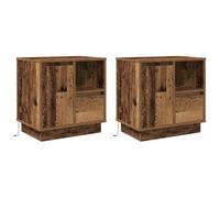 vidaXL Cajones de Noche con LED de Madera Vieja, 2 Pcs, 50x34.5 x 50cm. Solución Rústica para Almacenamiento en el Dormitorio. Mesa de Noche, Mueble Decorativo, Compacto y Funcional.