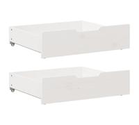 vidaXL Cajones Debajo Cama 2 uds Madera Maciza Pino Blanco 75x55x16 cm, cajón bajo Cama, Almacenamiento bajo Cama, cajón de almacenaje bajo Cama
