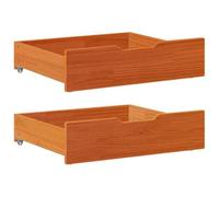 vidaXL Cajones para debajo de la cama Madera maciza de pino Marrón 75x55x16 cm 2 unidades