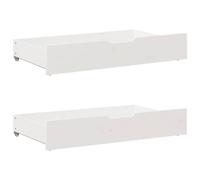 vidaXL Cajones Debajo Cama con Ruedas 2 uds Madera Maciza Pino Blanco, cajón bajo Cama, Almacenamiento bajo Cama, cajón de almacenaje bajo Cama