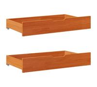 vidaXL Cajones Debajo Cama con Ruedas 2 uds Madera Maciza Pino marrón, cajón bajo Cama, Almacenamiento bajo Cama, cajón de almacenaje bajo Cama