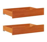 vidaXL Cajones Debajo Cama con Ruedas 2 uds Madera Maciza Pino marrón