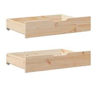 vidaXL Cajones Debajo de Cama con Ruedas 2 uds Madera Maciza de Pino, cajón bajo Cama, Almacenamiento bajo Cama, cajón de almacenaje bajo Cama