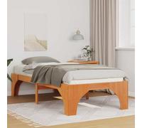 vidaXL Cama 100 x 200 cm Marrón Cera de Madera de Pino Sólido, Diseño Rectangular con Almacenamiento Integrado, No Necesitas Base de Cama, Requiere Montaje, Muebles de Dormitorio Interior, Acabado S