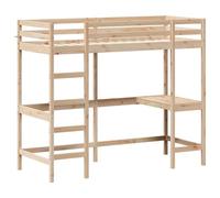 Cama Alta Con Escritorio Madera Maciza De Pino 75x190 Cm Vidaxl