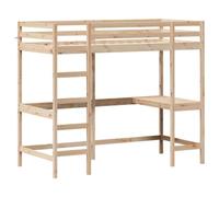 Cama alta con escritorio madera maciza de pino 90x190 cm