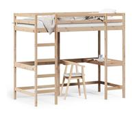 Cama Alta Con Escritorio Madera Maciza De Pino 100x200 Cm Vidaxl